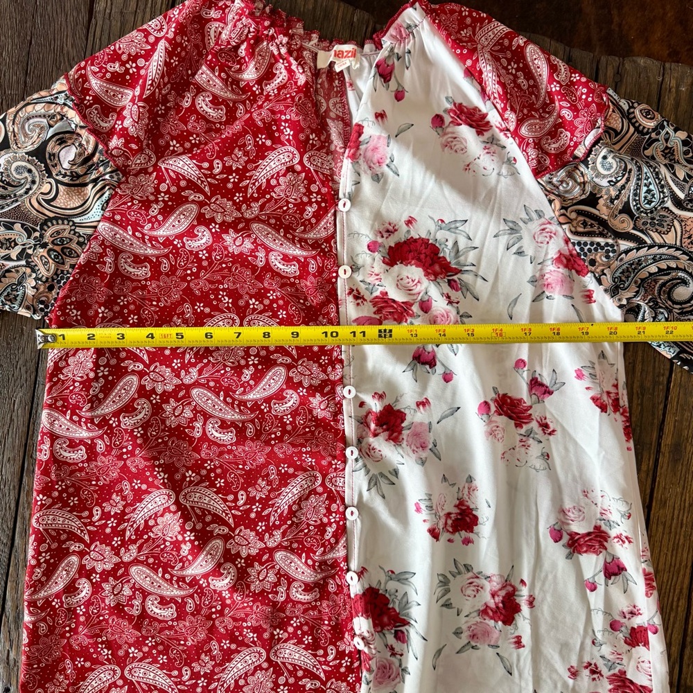 Mazik Cavenders Red Floral Paisley Women's Western Top Size Medium M Long Sleeve - Picture 5 of 9